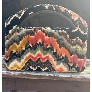 Tapestry Purse Handbag By Kadin USA Multi Color Clasp‎ Closure Vintage 1960s